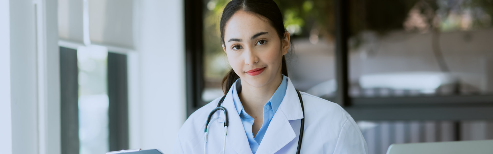 female doctor looking at camera