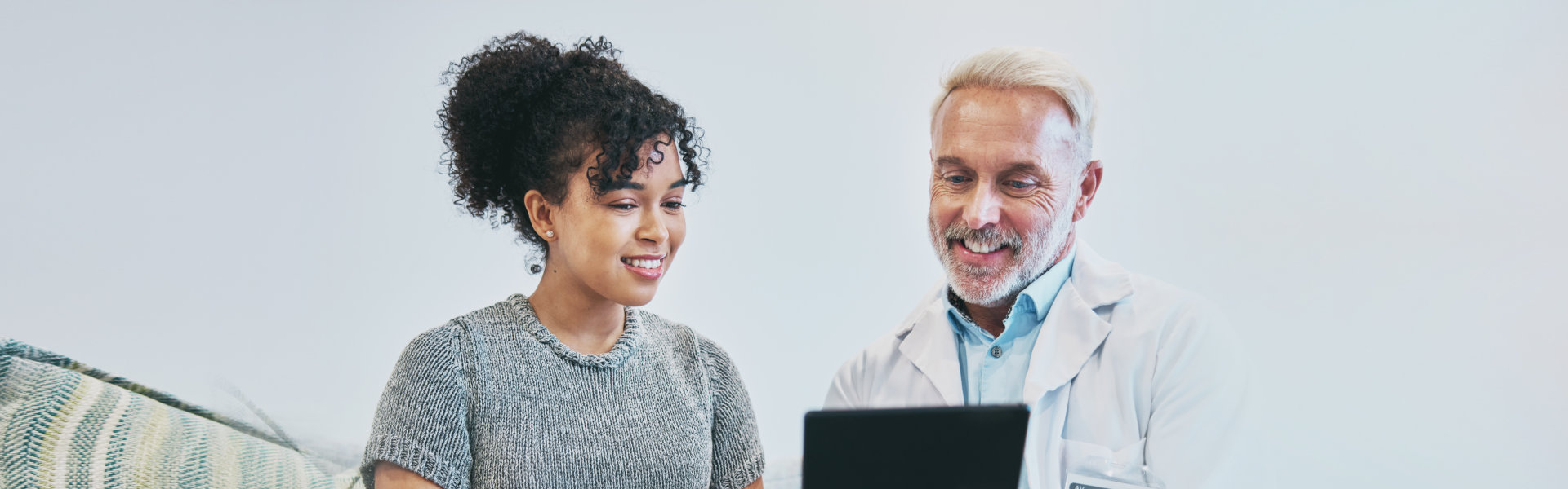 female and doctor talking